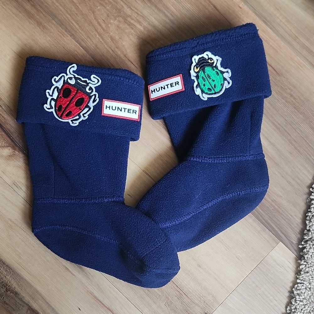 Hunter Navy Socks with Bug Embroidery